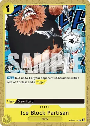 Carta Ice Block Partisan OP09-115, versión Promo