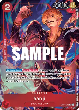 Carta Sanji OP01-013, versión Arte alternativo