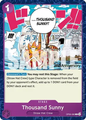 Carta Thousand Sunny OP09-080, versión Promo