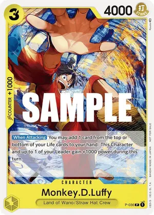 Carta Monkey.D.Luffy P-036, versión Promo