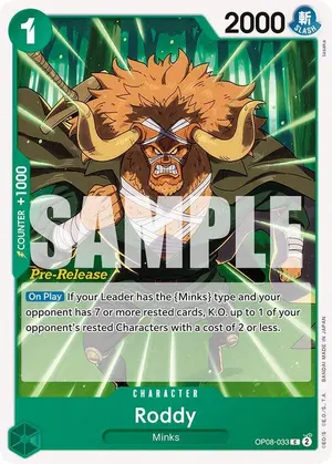 Carta Roddy OP08-033, versión Promo