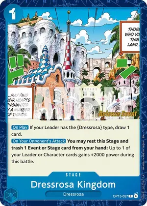 Carta Dressrosa Kingdom OP15-057, versión Promo