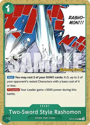 Carta Two-Sword Style Rashomon OP12-038, versión Promo