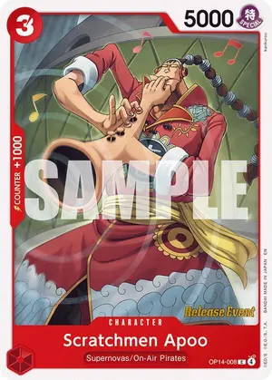 Carta Scratchmen Apoo OP14-008, versión Promo
