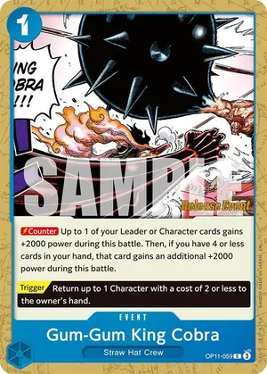 Carta Gum-Gum King Cobra OP11-059, versión Promo