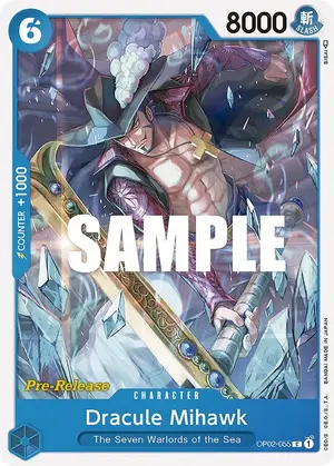 Carta Dracule Mihawk OP02-055, versión Promo