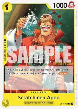 Carta Scratchmen Apoo OP10-108, versión Promo