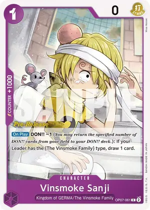 Carta Vinsmoke Sanji OP07-061, versión Promo