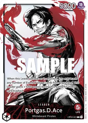 Carta Portgas.D.Ace OP03-001, versión Arte alternativo