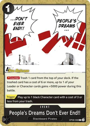 Carta People's Dreams Don't Ever End!! OP08-096, versión Promo