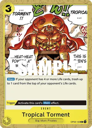 Carta Tropical Torment OP03-120, versión Promo
