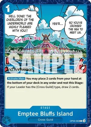 Carta Emptee Bluffs Island OP09-060, versión Promo