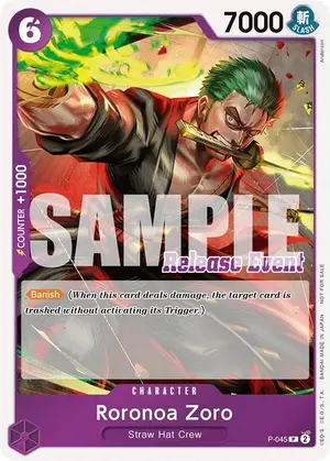 Carta Roronoa Zoro P-045, versión Promo