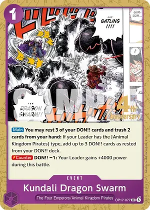 Carta Kundali Dragon Swarm OP17-077, versión Promo
