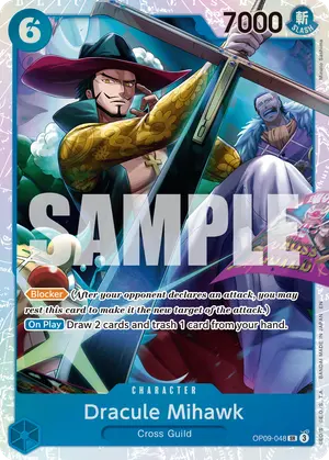 Carta Dracule Mihawk OP09-048, versión Normal