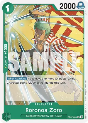 Carta Roronoa Zoro OP07-034, versión Normal