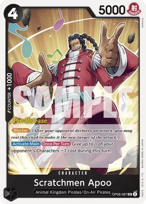 Carta Scratchmen Apoo OP08-087, versión Promo