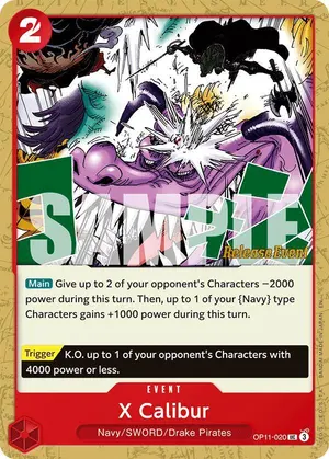 Carta X Calibur OP11-020, versión Promo