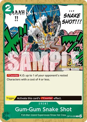 Carta Gum-Gum Snake Shot OP13-039, versión Promo