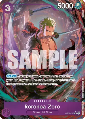 Carta Roronoa Zoro OP09-076, versión Arte alternativo