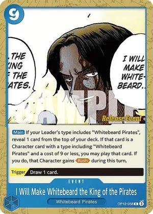 Carta I Will Make Whitebeard the King of the Pirates OP12-058, versión Promo