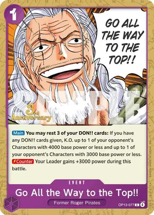 Carta Go All the Way to the Top!! OP13-077, versión Promo