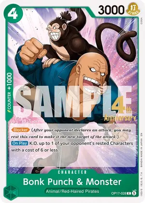 Carta Bonk Punch & Monster OP17-028, versión Promo