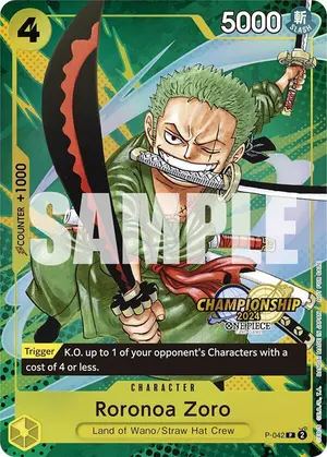 Carta Roronoa Zoro P-042, versión Promo