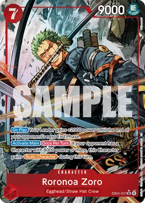 Carta Roronoa Zoro EB04-007, versión Arte alternativo