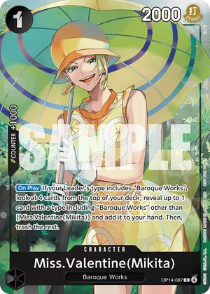 Carta Miss.Valentine(Mikita) OP14-087, versión Promo