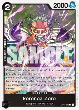 Carta Roronoa Zoro OP17-095, versión Promo