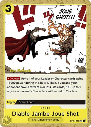 Carta Diable Jambe Joue Shot OP04-116, versión Promo
