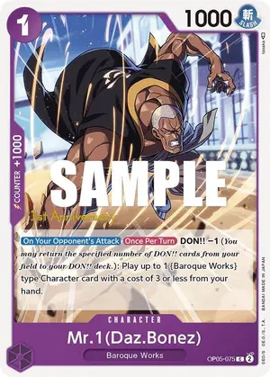 Carta Mr.1(Daz.Bonez) OP05-075, versión Promo
