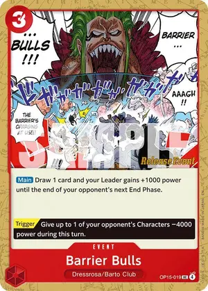 Carta Barrier Bulls OP15-019, versión Promo