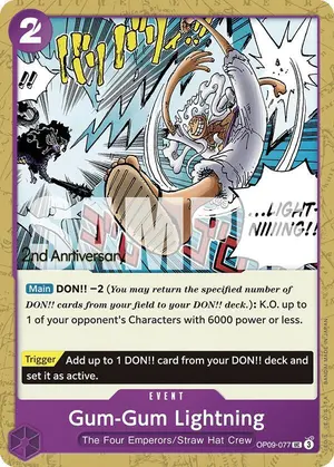 Carta Gum-Gum Lightning OP09-077, versión Promo