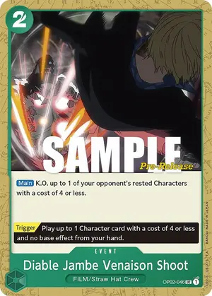 Carta Diable Jambe Venaison Shoot OP02-046, versión Promo