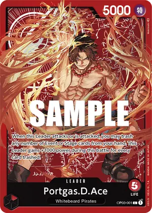 Carta Portgas.D.Ace OP03-001, versión Arte alternativo