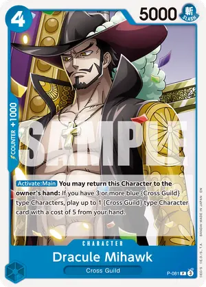 Carta Dracule Mihawk P-081, versión Normal