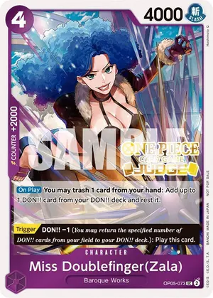 Carta Miss Doublefinger(Zala) OP05-073, versión Promo