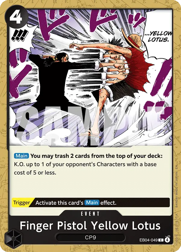 Finger Pistol Yellow Lotus EB04-049 card