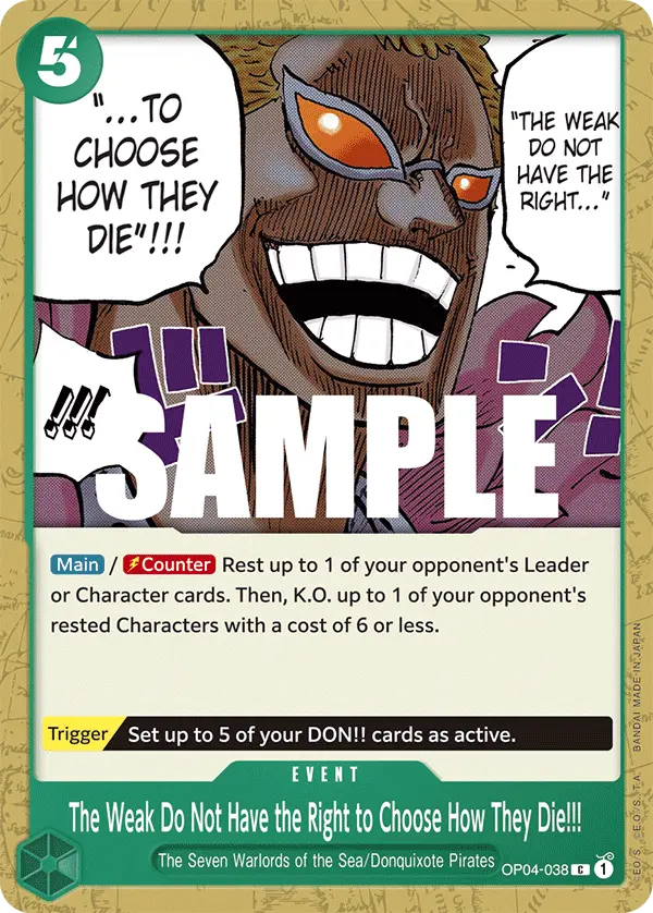 Carta The Weak Do Not Have the Right to Choose How They Die!!! OP04-038