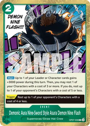 Carta Demonic Aura Nine-Sword Style Asura Demon Nine Flash OP07-036