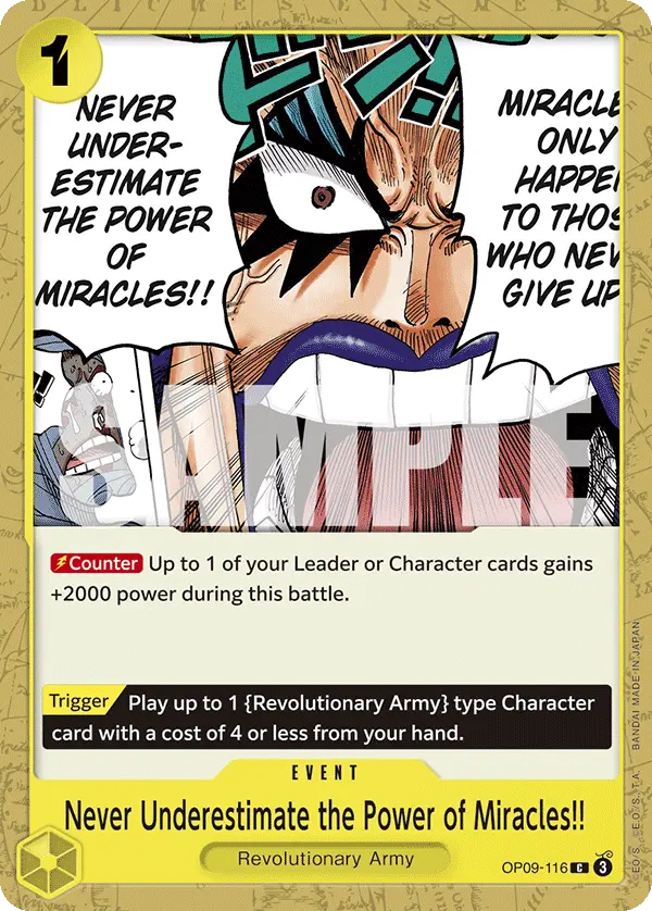 Carta Never Underestimate the Power of Miracles!! OP09-116