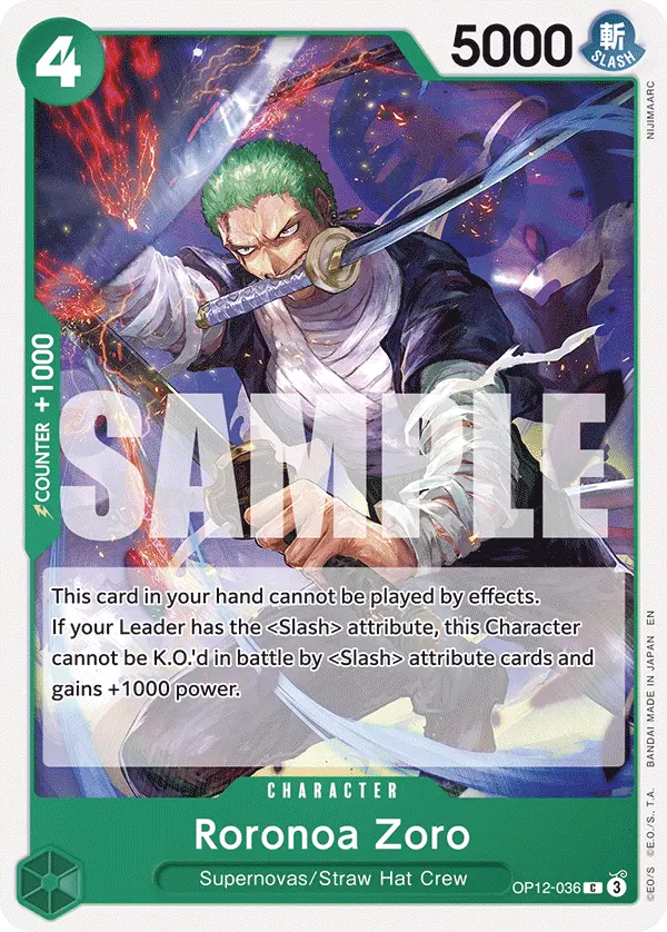 Carta Roronoa Zoro OP12-036