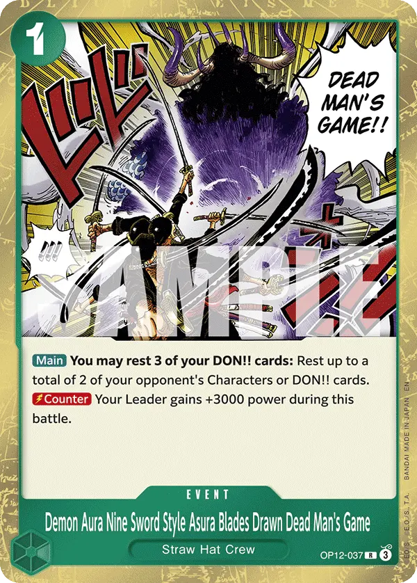 Carta Demon Aura Nine Sword Style Asura Blades Drawn Dead Man's Game OP12-037
