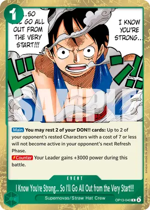 Carta I Know You're Strong... So I'll Go All Out from the Very Start!!! OP13-040