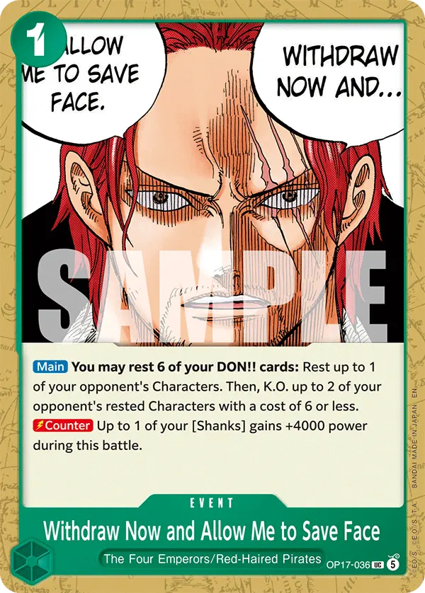 Carta Withdraw Now and Allow Me to Save Face OP17-036