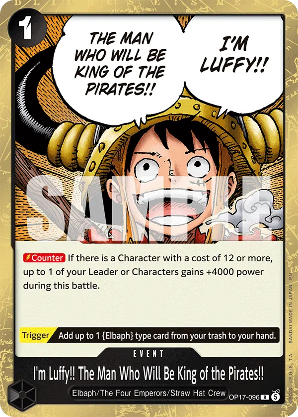 I'm Luffy!! The Man Who Will Be King of the Pirates!! OP17-096 card