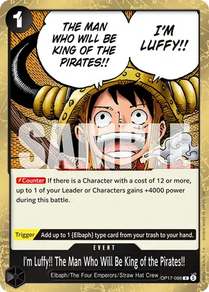 Carta I'm Luffy!! The Man Who Will Be King of the Pirates!! OP17-096