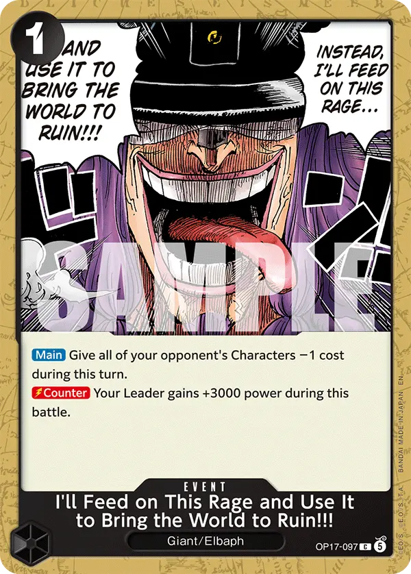 Carta I'll Feed on This Rage and Use It to Bring the World to Ruin!!! OP17-097